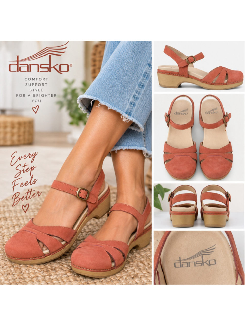 Dansko Sam Coral Leather Slingback Sandals Women’s 8 / EU 38 Comfort Shoes